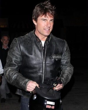Distressed Biker Tom Cruise Leather Jacket