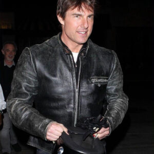 Distressed Biker Tom Cruise Leather Jacket