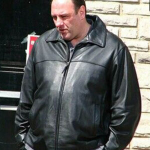 The Sopranos James Gandolfini Black Leather Jacket