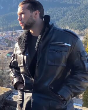 Top G Tristan Tate Brown Fur Collar Leather Coat Jacket