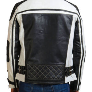 Black And White Quilted Biker Jacket