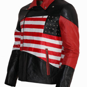 American Flag Leather Jacket with Stars and Stripes