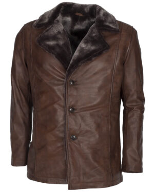 Men's Dark Brown Shearling Leather Coat