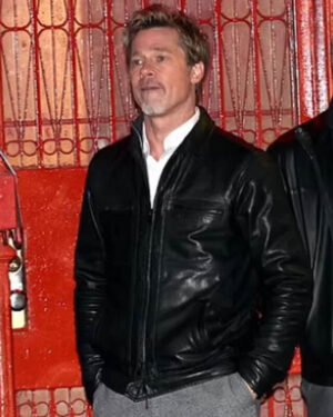 Brad Pitt Wolves Black Leather Jacket