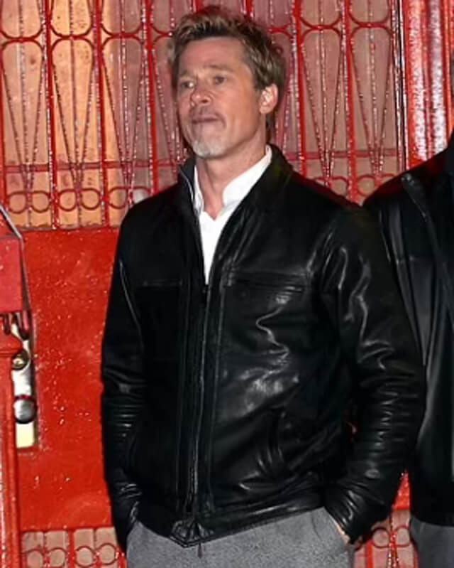 Brad Pitt Wolves Black Leather Jacket