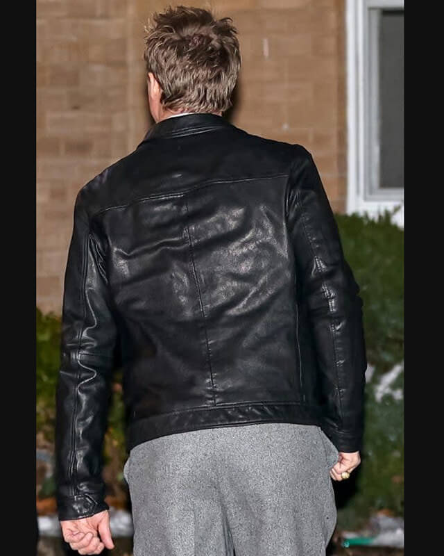 Brad Pitt Wolves Black Leather Jacket