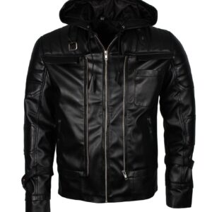 Men's Black Knight Arkham Hooded Leather Jacket