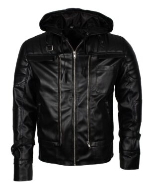 Men's Black Knight Arkham Hooded Leather Jacket