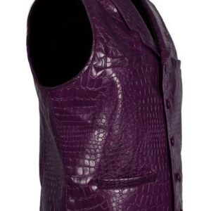 Men's Purple Joker Faux Leather Vest