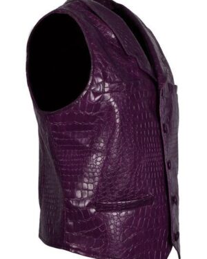 Men's Purple Joker Faux Leather Vest