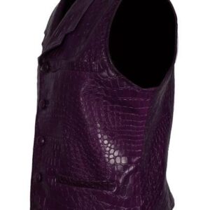 Men's Purple Joker Faux Leather Vest