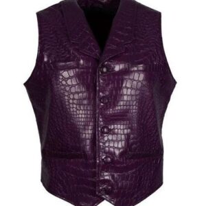Men's Purple Joker Faux Leather Vest
