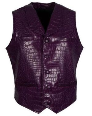 Men's Purple Joker Faux Leather Vest