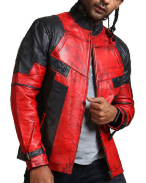 Black and red leather jacket