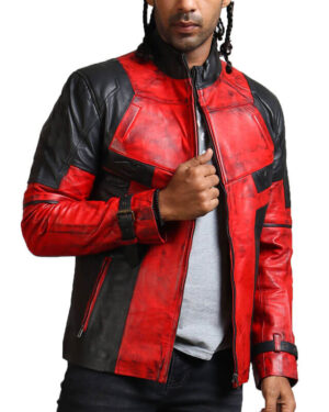 Black and red leather jacket