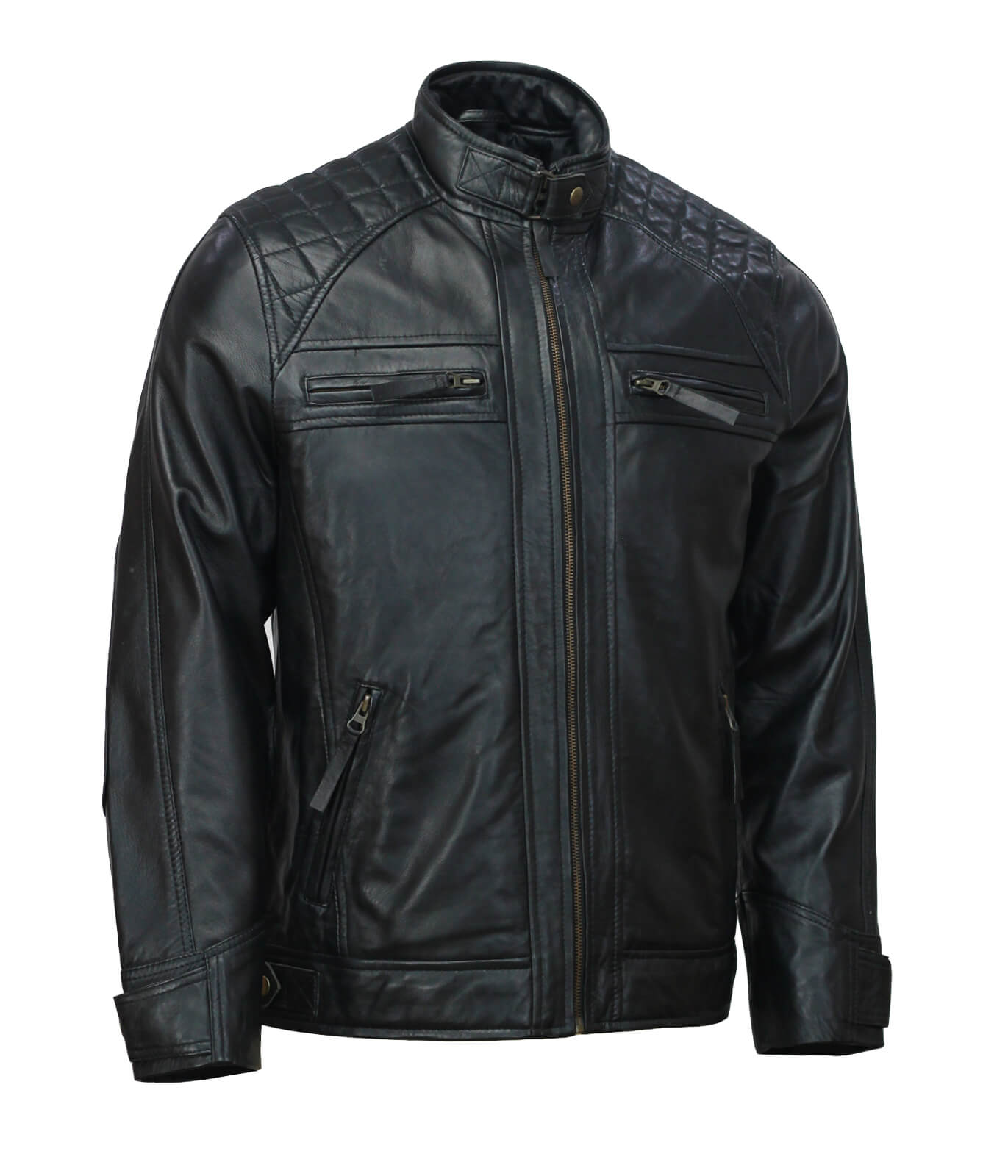 Men’s Black Moto Biker Leather Jacket
