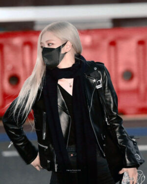 Blackpink Rose Black Cropped Biker Leather Jacket