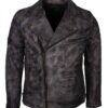Men's Waxed Brando Black Brown Grey Genuine Leather Motorcycle Jacket