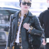 Jimin Airport Fashion Black Biker Leather Jacket