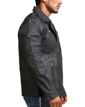 Grey Motorcycle Genuine Leather Jacket
