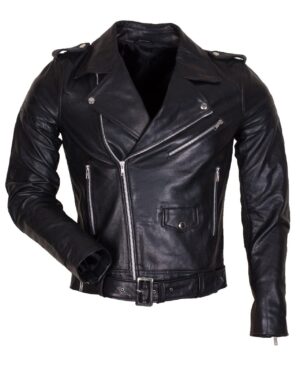 Men's Black Brando Jacket in Genuine Leather