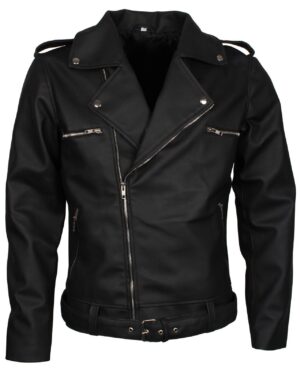 Men's Black Dead Walking Faux Leather Jacket