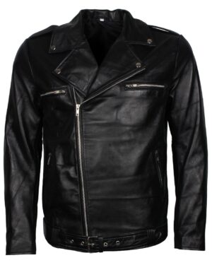Men's Black Dead Walking Genuine Leather Jacket