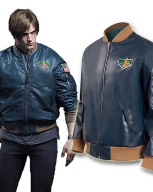 Leon Kennedy RE4 Remake Blue Leather Jacket