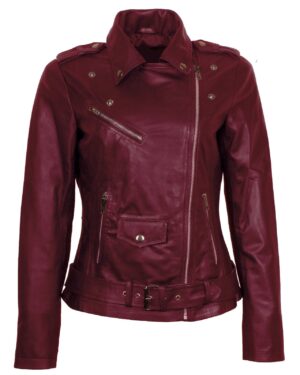 Maroon Leather Jacket Women Bikers