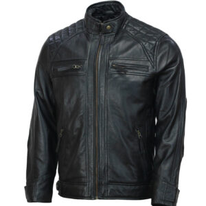 Men’s Black Moto Biker Leather Jacket