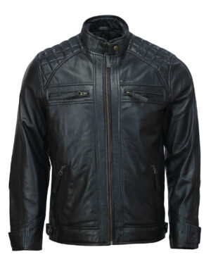 Men’s Black Moto Biker Leather Jacket