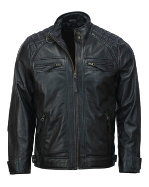 Men’s Black Moto Biker Leather Jacket
