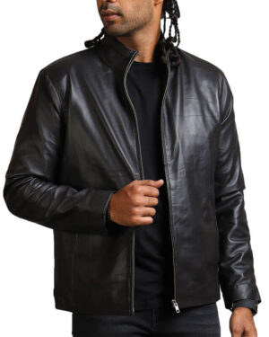 Casual Classic Black Leather Jacket