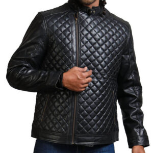 Diamond Quilted Winter Biker Jacket