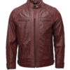 Men’s Maroon Moto Biker Leather Jacket