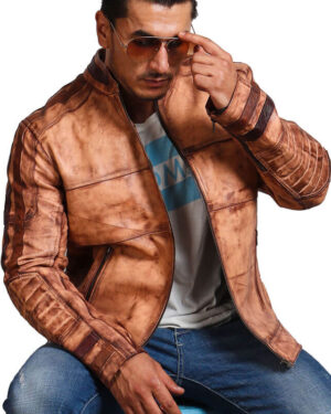 Vintage Tan Biker Leather Jacket