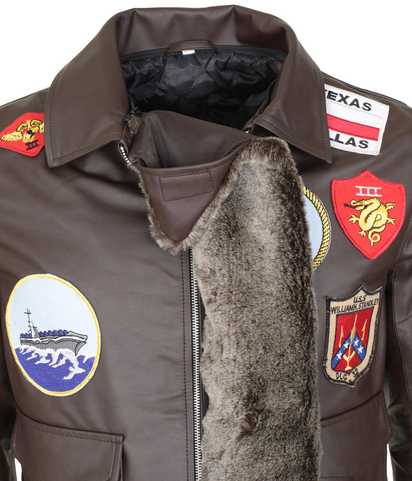 Mens Aviator Jacket Genuine Leather Bomber Jacket