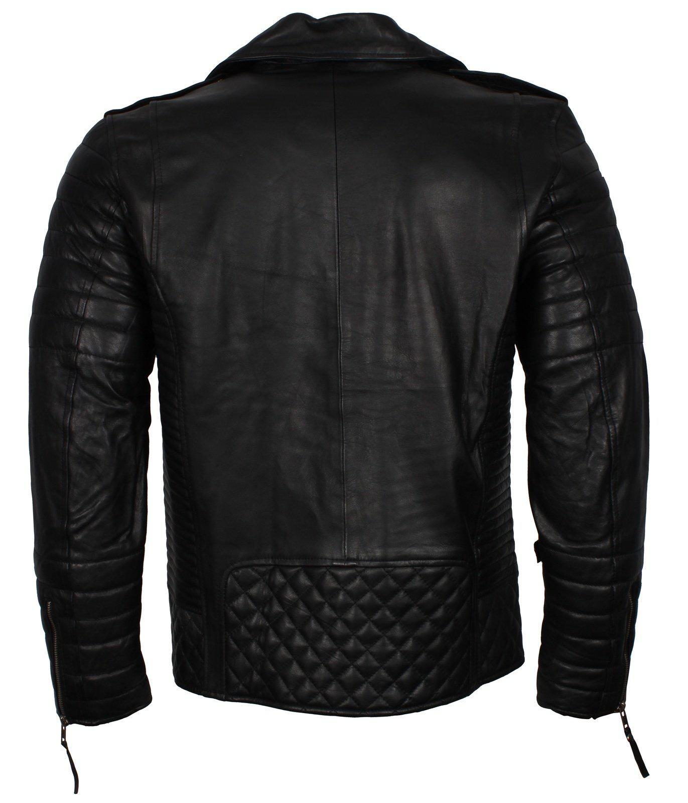 Men’s Biker Leather Jacket In Black White Maroon