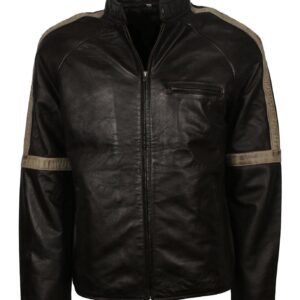 Men's Biker Leather Jacket in Black
