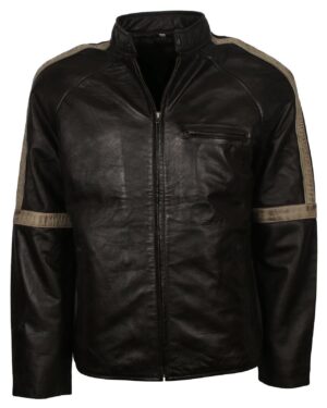 Men's Biker Leather Jacket in Black