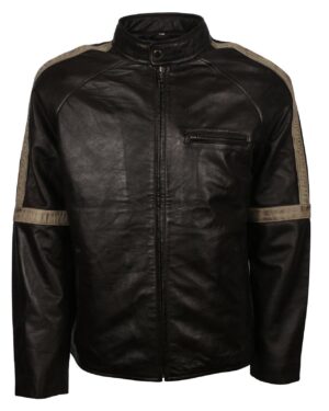 Men's Biker Leather Jacket in Black