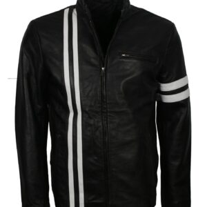 Men's Black Jacket with White Stripes