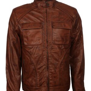 Men's Brown Waxed Genuine Leather Classic Vintage Jacket