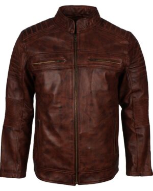 Men's Cafe Racer Grey Brown Maroon Blue Tan Biker Genuine Leather Motorcycle Jacket