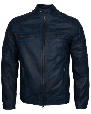 Men's Cafe Racer Grey Brown Maroon Blue Tan Biker Genuine Leather Motorcycle Jacket