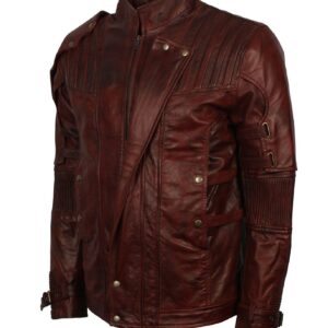 Men's Dark Brown Genuine Leather GOTG Cosplay Jacket