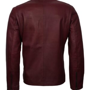 Men's Maroon Casual Classic Faux Leather Jacket