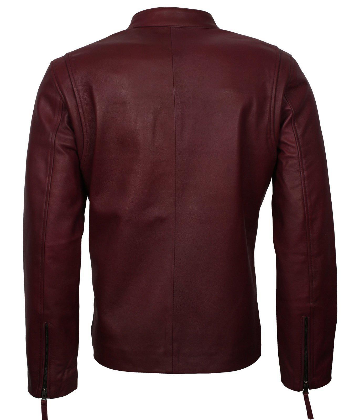 Men's Maroon Casual Classic Faux Leather Jacket