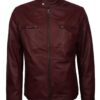 Men's Maroon Casual Classic Genuine Leather Jacket
