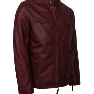 Men's Maroon Casual Classic Genuine Leather Jacket